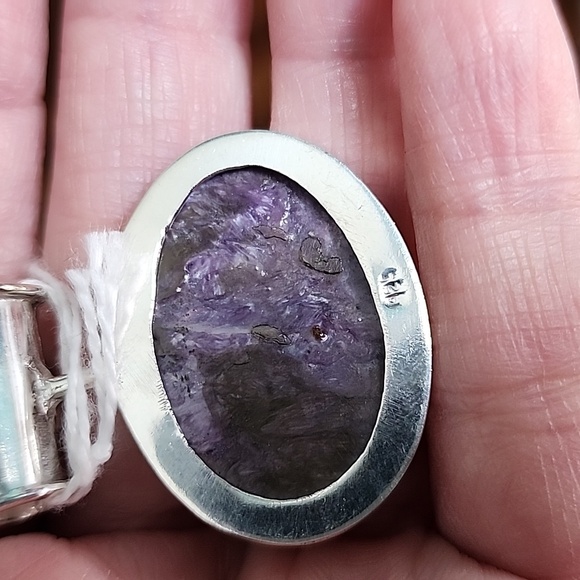 Charoite Sterling pendant with amethyst - Picture 3 of 3